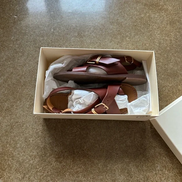 Sezane Judith Brown Leather Sandals - Picture 3 of 4